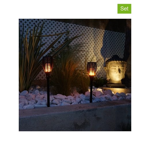 lumisky Lampy solarne LED (2 szt.) &quot;Mini Maity Sun&quot; w kolorze czarnym - wys. 70 cm ze sklepu Limango Polska w kategorii Oświetlenie ogrodowe - zdjęcie 174110849