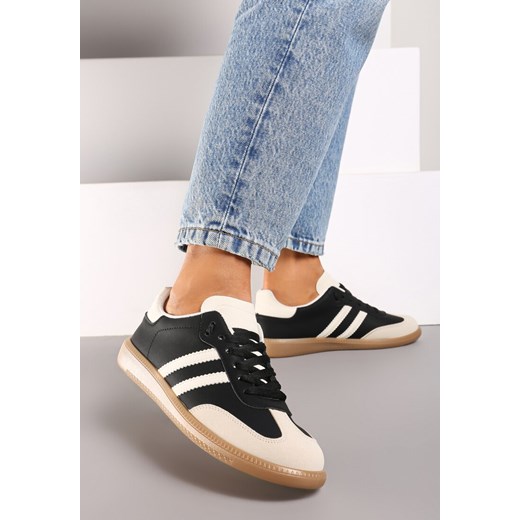 Czarne Casualowe Sneakersy na Płaskiej Podeszwie z Paskami Jereria ze sklepu renee.pl w kategorii Buty sportowe damskie - zdjęcie 174111155