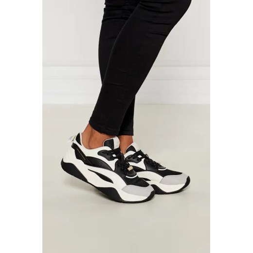 Buty sportowe damskie Armani Exchange sneakersy na wiosnę na platformie wiązane z tkaniny