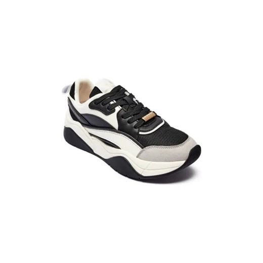 Buty sportowe damskie Armani Exchange sneakersy czarne na platformie wiązane z tkaniny na wiosnę