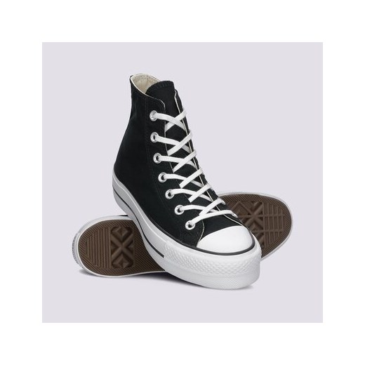 Trampki damskie Converse skórzane czarne na płaskiej podeszwie