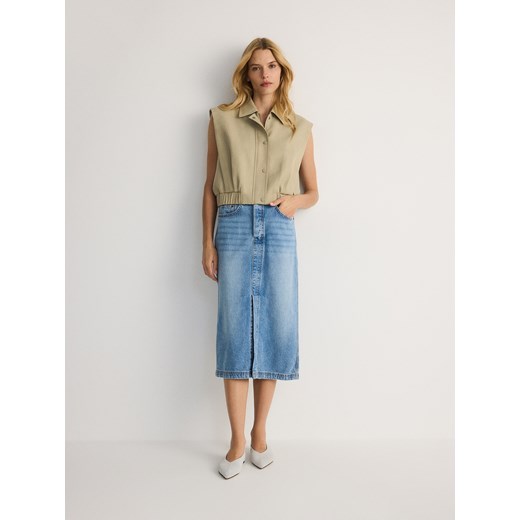 Reserved - Jeansowa spódnica midi - niebieski Reserved XS Reserved