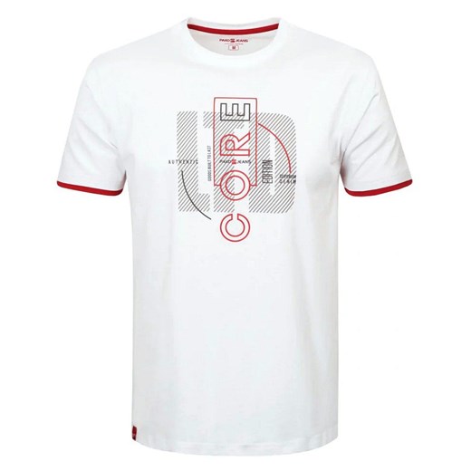 Koszulka Męska (T-Shirt) - PAKO JEANS - Biała z Lamówką na Rękawach TSPJNS15coreBI ze sklepu JegoSzafa.pl w kategorii T-shirty męskie - zdjęcie 174115846