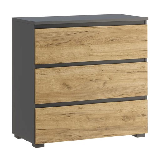 Nowoczesna komoda z szufladami antracyt + dąb craft 80 cm - Elsinor 3X ze sklepu Edinos.pl w kategorii Komody - zdjęcie 174116485