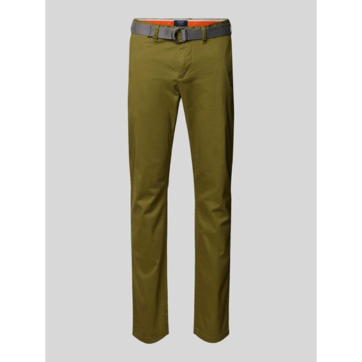 Chinosy o kroju slim fit z paskiem ze sklepu Peek&Cloppenburg  w kategorii Spodnie męskie - zdjęcie 174116855