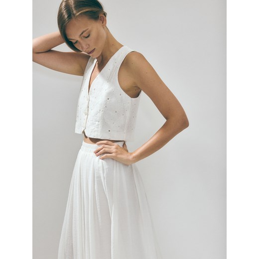 Reserved - Spódnica midi z wiskozy - złamana biel Reserved L Reserved