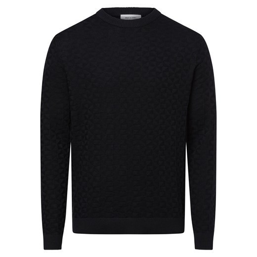 Only&Sons Męski sweter z dzianiny - ONSKalle Mężczyźni Bawełna granatowy jednolity ze sklepu vangraaf w kategorii Swetry męskie - zdjęcie 174122485