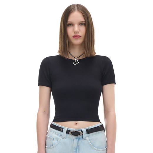 Cropp - Czarna koszulka slim - czarny Cropp S Cropp