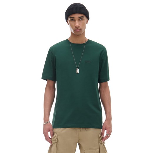 Cropp - Ciemnozielony T-shirt z haftem - zielony Cropp XS Cropp