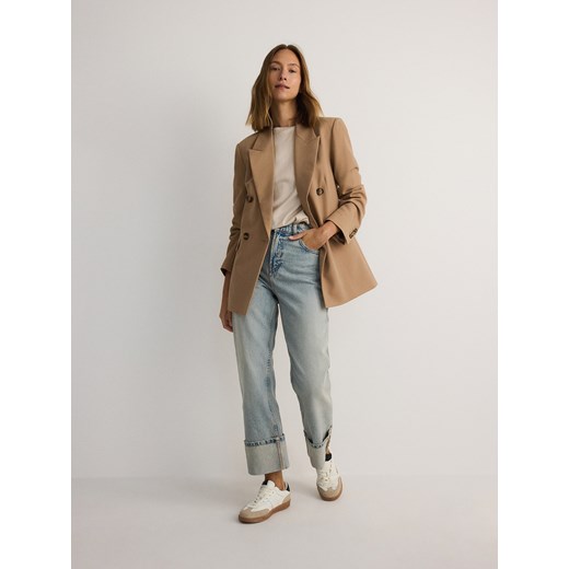 Reserved - Bawełniany t-shirt - beżowy Reserved M Reserved