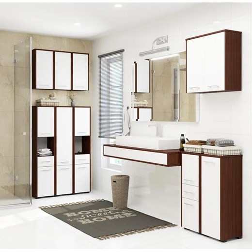 Klasyczny regał łazienkowy wenge + biały - Orraro 3X Elior One Size Edinos.pl