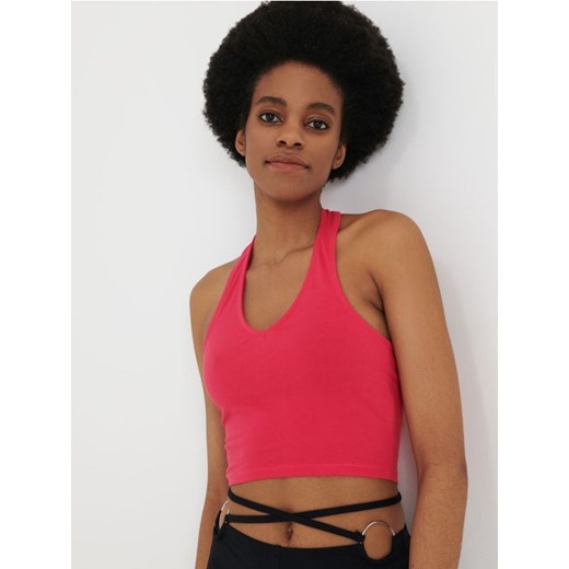 Sinsay - Crop top gładki - różowy ze sklepu Sinsay w kategorii Bluzki damskie - zdjęcie 174127315