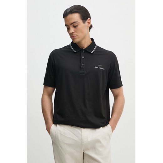 Paul&amp;Shark polo bawełniane kolor czarny z nadrukiem 14311713 ze sklepu ANSWEAR.com w kategorii T-shirty męskie - zdjęcie 174130269