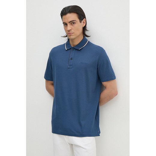 Paul&amp;Shark polo męski kolor niebieski gładki 14311719 ze sklepu ANSWEAR.com w kategorii T-shirty męskie - zdjęcie 174130279