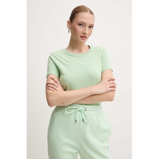 Pinko t-shirt bawełniany damski kolor zielony 100355 A227 ze sklepu ANSWEAR.com w kategorii Bluzki damskie - zdjęcie 174130409