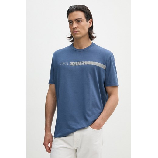 Paul&amp;Shark t-shirt bawełniany męski kolor niebieski z nadrukiem 14311652 ze sklepu ANSWEAR.com w kategorii T-shirty męskie - zdjęcie 174130545