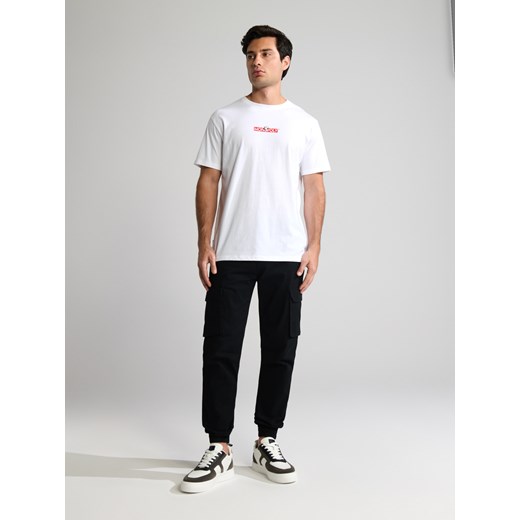 T-shirt męski biały Sinsay bawełniany z krótkim rękawem 