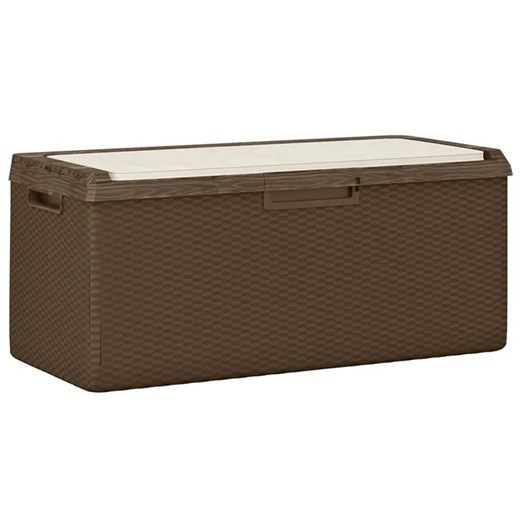 Brązowa skrzynia z siedziskiem do ogrodu - Zexa 3X ze sklepu Edinos.pl w kategorii Dom - zdjęcie 174137295