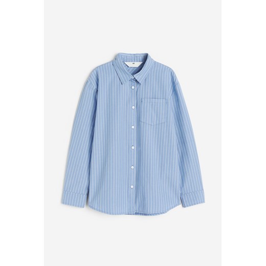 H & M - Koszula z bawełnianej popeliny - Niebieski H & M 134 (8-9Y) H&M