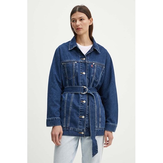 Levi&apos;s kurtka jeansowa damska kolor granatowy przejściowa oversize A9368 ze sklepu ANSWEAR.com w kategorii Kurtki damskie - zdjęcie 174139187