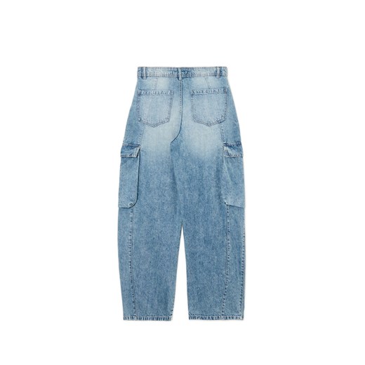 Cropp - Szerokie jeansy z efektem sprania - niebieski Cropp 36 Cropp