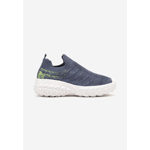 Niebieskie Buty Sportowe na Grubej Podeszwie z Wkładką ze Skóry Naturalnej Olna ze sklepu born2be.pl w kategorii Buty sportowe dziecięce - zdjęcie 174141218
