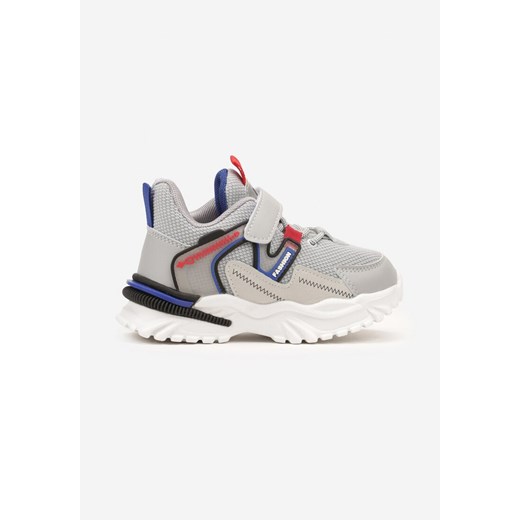 Szare Płaskie Buty Sportowe Sneakersy z Perforacją i Skórzaną Wkładką Floramae ze sklepu born2be.pl w kategorii Buty sportowe dziecięce - zdjęcie 174141236