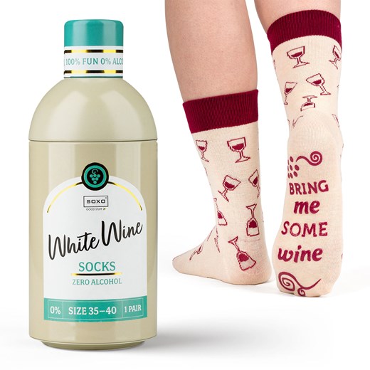 Skarpetki damskie SOXO White Wine w butelce ze sklepu Sklep SOXO w kategorii Skarpetki damskie - zdjęcie 174144147
