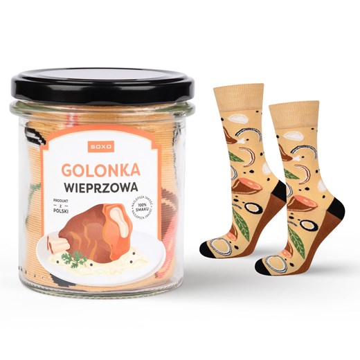 Skarpetki męskie kolorowe SOXO golonka wieprzowa ze skwarkami w słoiku ze sklepu Sklep SOXO w kategorii Skarpetki męskie - zdjęcie 174145836
