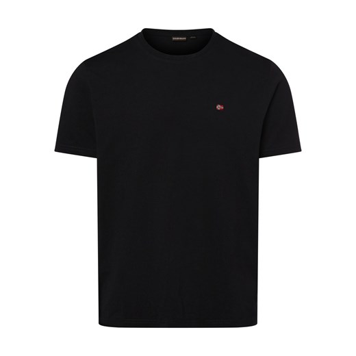 Napapijri T-shirt męski Mężczyźni Bawełna czarny jednolity ze sklepu vangraaf w kategorii T-shirty męskie - zdjęcie 174146705
