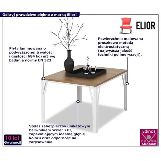 Nowoczesny stolik kawowy biały + dąb lancelot - Horix 5X Elior One Size Edinos.pl