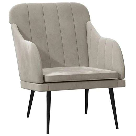 Jasnoszary tapicerowany fotel welurem G3-E45 ze sklepu Edinos.pl w kategorii Fotele - zdjęcie 174147717