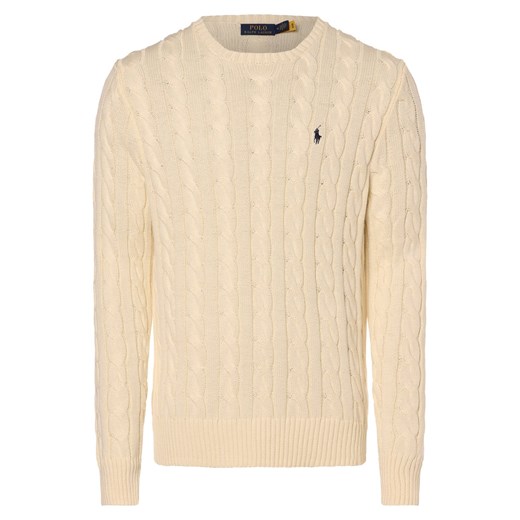 Polo Ralph Lauren Męski sweter Mężczyźni Bawełna écru jednolity ze sklepu vangraaf w kategorii Swetry męskie - zdjęcie 174148259