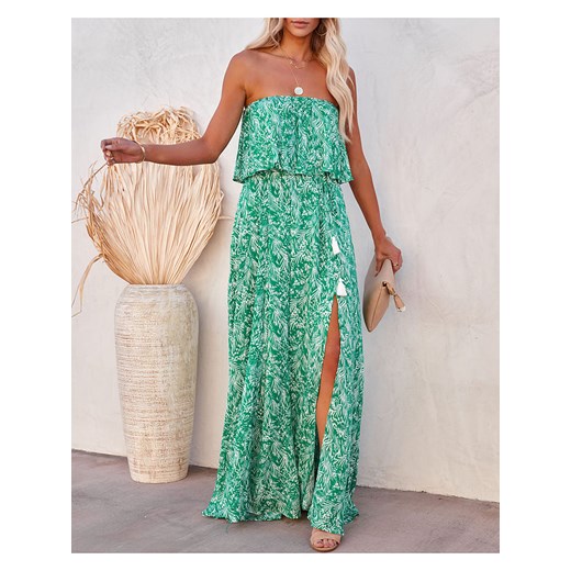 Sukienka La Angels maxi z dekoltem w serek 