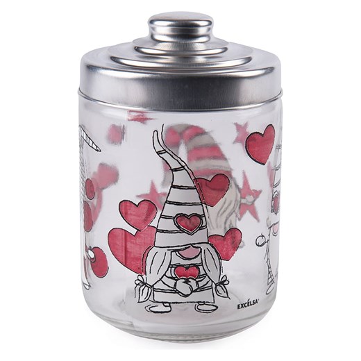 Trendy Kitchen by EXCÉLSA Pojemnik &quot;Gnome Sweet Home&quot; w kolorze srebrno-biało-czerwonym - 0,8 l ze sklepu Limango Polska w kategorii Pojemniki kuchenne - zdjęcie 174150196