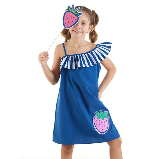 Denokids Sukienka &quot;Strawberry&quot; w kolorze niebieskim ze sklepu Limango Polska w kategorii Sukienki dziewczęce - zdjęcie 174151209