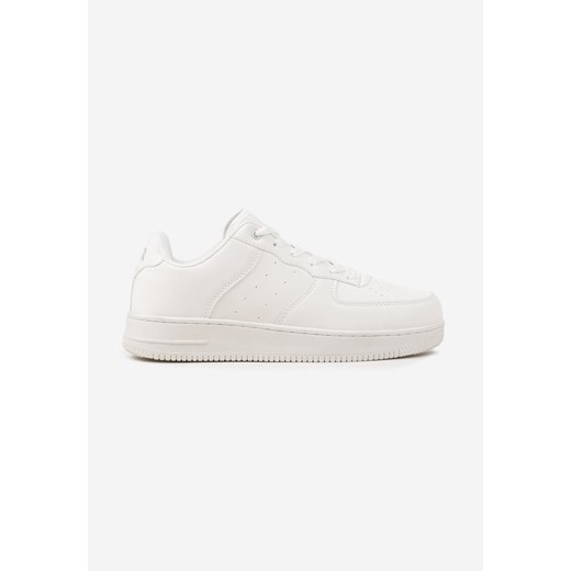 Białe Płaskie Sznurowane Buty Sportowe Sneakersy na Tłoczonej Podeszwie Milivina ze sklepu born2be.pl w kategorii Buty sportowe męskie - zdjęcie 174152587