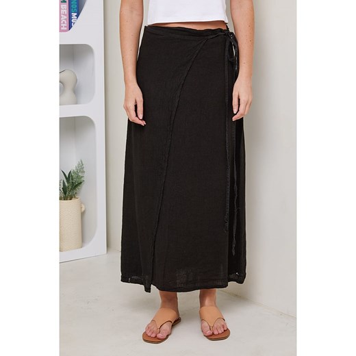 Rodier Lin Lniana spódnica w kolorze czarnym ze sklepu Limango Polska w kategorii Spódnice - zdjęcie 174153728