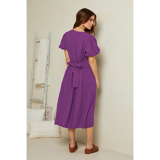 Rodier Lin Lniana sukienka w kolorze fioletowym Rodier Lin M/L wyprzedaż Limango Polska