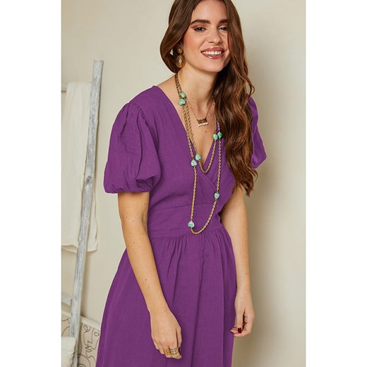 Rodier Lin Lniana sukienka w kolorze fioletowym Rodier Lin M/L okazyjna cena Limango Polska