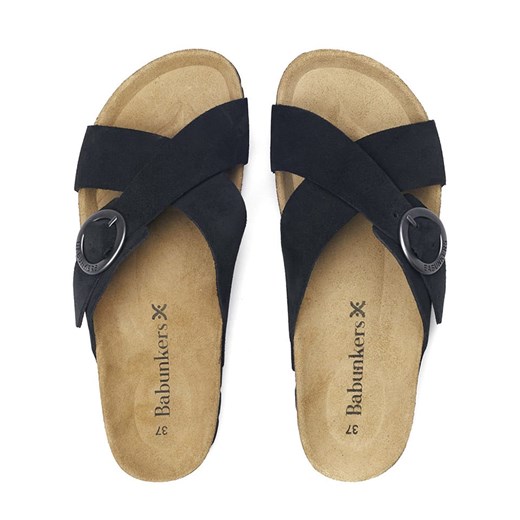 BABUNKERS Family Skórzane klapki w kolorze czarnym Babunkers Family 41 okazyjna cena Limango Polska