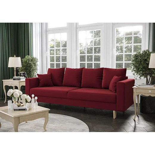Bordowa sofa rozkładana - Diamante Elior One Size Edinos.pl