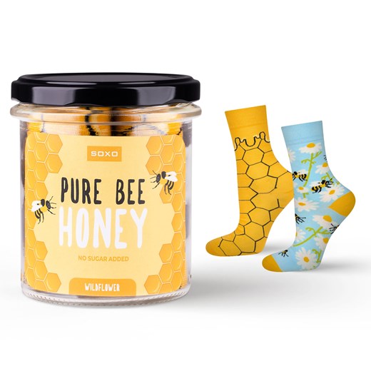 Skarpetki Damskie kolorowe SOXO pure bee honey w słoiku ze sklepu Sklep SOXO w kategorii Skarpetki damskie - zdjęcie 174155076