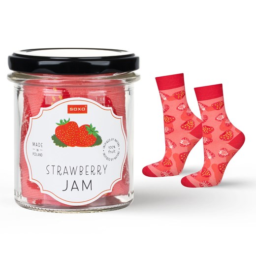 Skarpetki damskie różowe SOXO strawberry jam w słoiku ze sklepu Sklep SOXO w kategorii Skarpetki damskie - zdjęcie 174155099