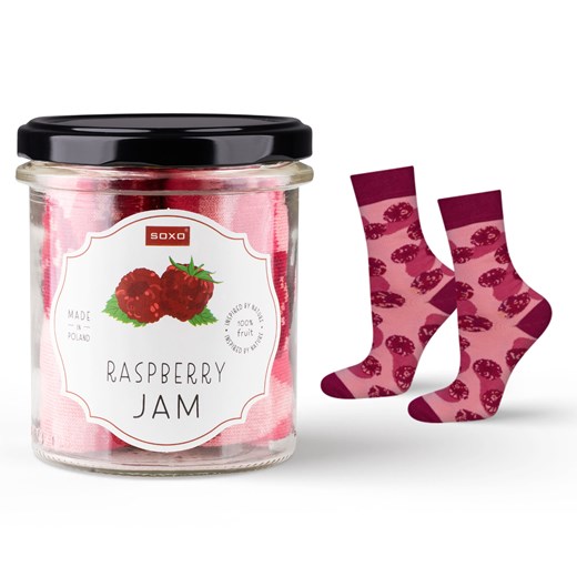 Skarpetki damskie różowe SOXO GOOD STUFF raspberry jam w słoiku ze sklepu Sklep SOXO w kategorii Skarpetki damskie - zdjęcie 174155118