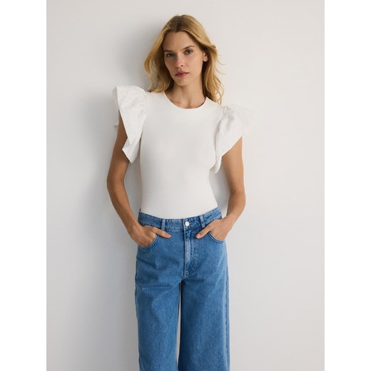 Reserved - Body z falbanami - biały Reserved XS Reserved