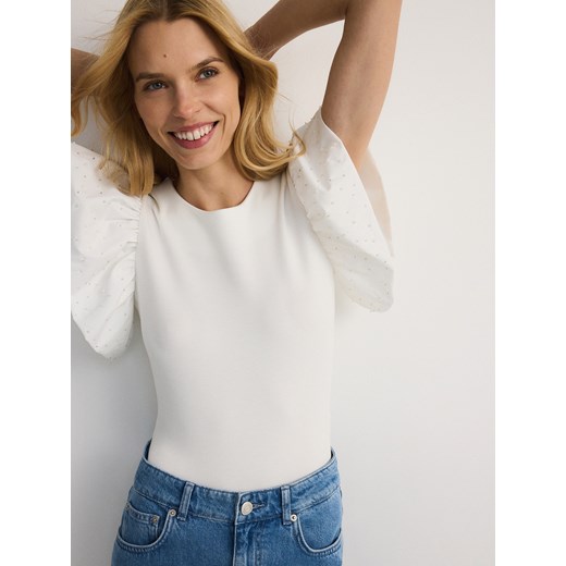 Reserved - Body z falbanami - biały Reserved M Reserved