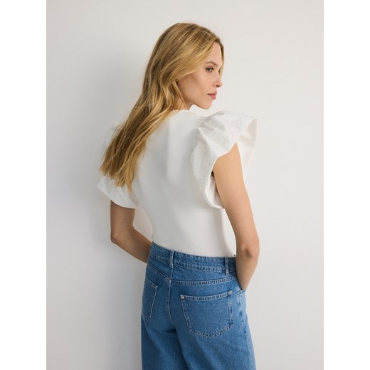 Reserved - Body z falbanami - biały Reserved S Reserved