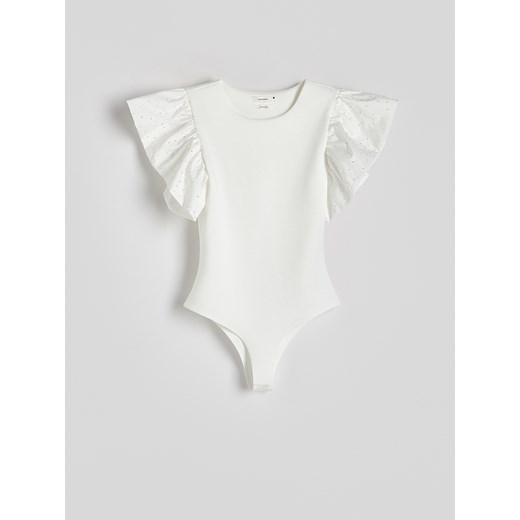 Reserved - Body z falbanami - biały Reserved M Reserved