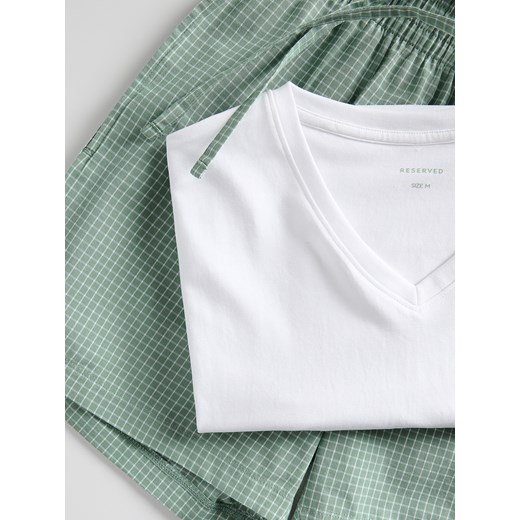 Reserved - Dwuczęściowa piżama z bawełny - biały Reserved XL Reserved